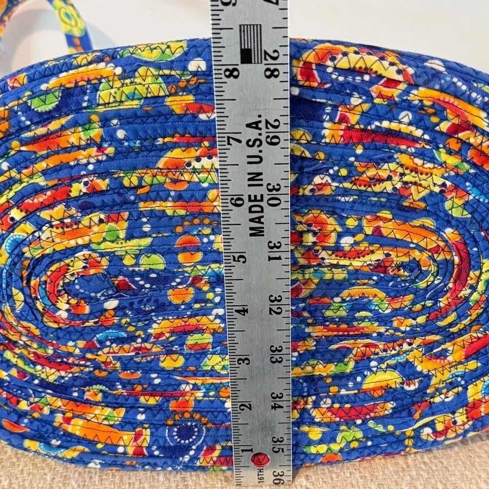 Handmade Coiled Rope Basket Tote Bag - Blue and Yellow Floral